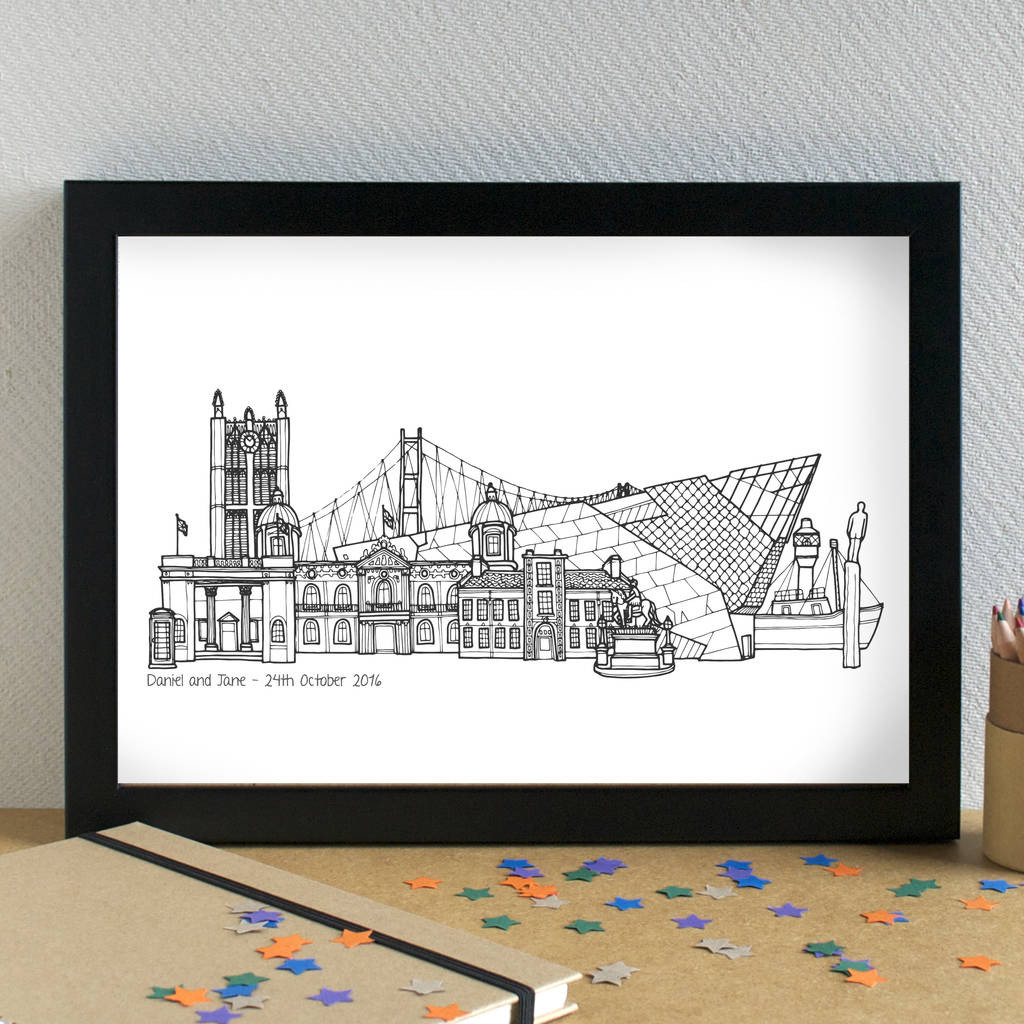 Hull Skyline Landmarks Art Print Unframed By Becka Griffin Illustration