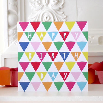 Happy Birthday Multicoloured Triangle Card By Toby Tiger ...