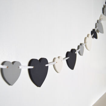 Black And White Wooden Heart Bunting, 2 of 2