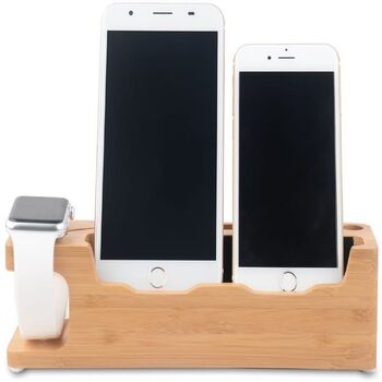 Two In One Bamboo Multifunction Charger Stand Dock, 6 of 10