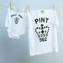 Monochrome Pint And Half Pint T Shirt Set, thumbnail 3 of 5
