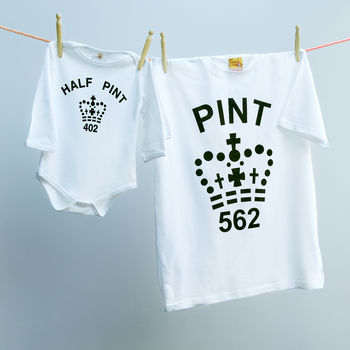 Monochrome Pint And Half Pint T Shirt Set, 3 of 5