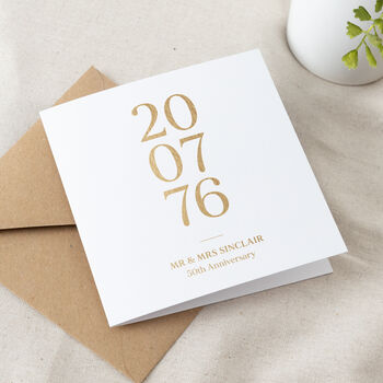 Special Date Foiled Gold Anniversary Card, 2 of 2