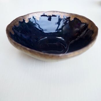 Handmade Navy Blue And Gold Ceramic Ring Dish, 6 of 9