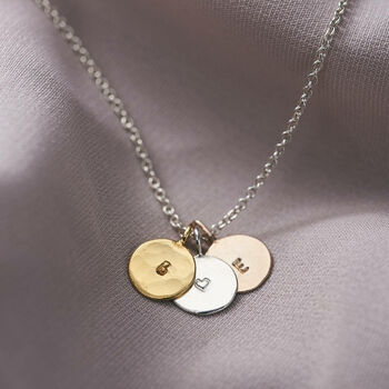 Mini Hammered Disc Initial Necklace, 5 of 9