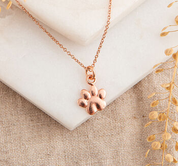 Gold Plated Sterling Silver Paw Print Necklace, 4 of 5