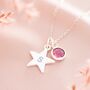 Personalised Hand Stamped Star And Birthstone Necklace, thumbnail 4 of 12