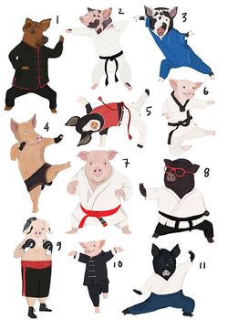 Personalised Pig Martial Art Family Print, 2 of 2