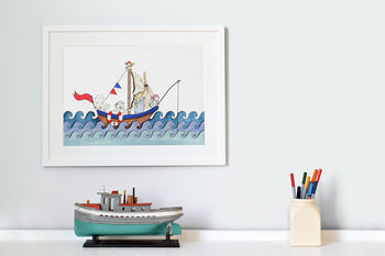 Personalised Boat At Sea Picture For Boy's Bedroom, 5 of 12