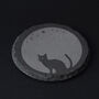 Halloween Set Of Four Cat Round Slate Coasters, thumbnail 1 of 2