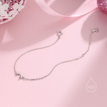 Sterling Silver Extra Tiny Crescent Moon Bracelet, 5 of 11