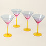 G Decor Set Of Four Martini Glasses With A Rainbow Hue, thumbnail 2 of 4