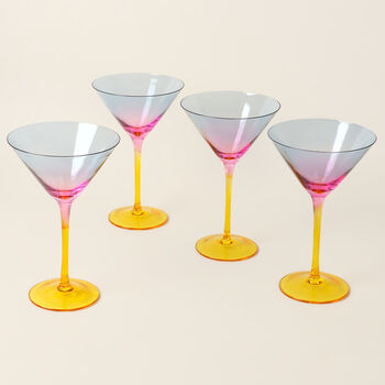 G Decor Set Of Four Martini Glasses With A Rainbow Hue, 2 of 4
