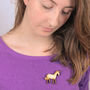 Illustrated Wooden Unicorn Brooch, thumbnail 3 of 3