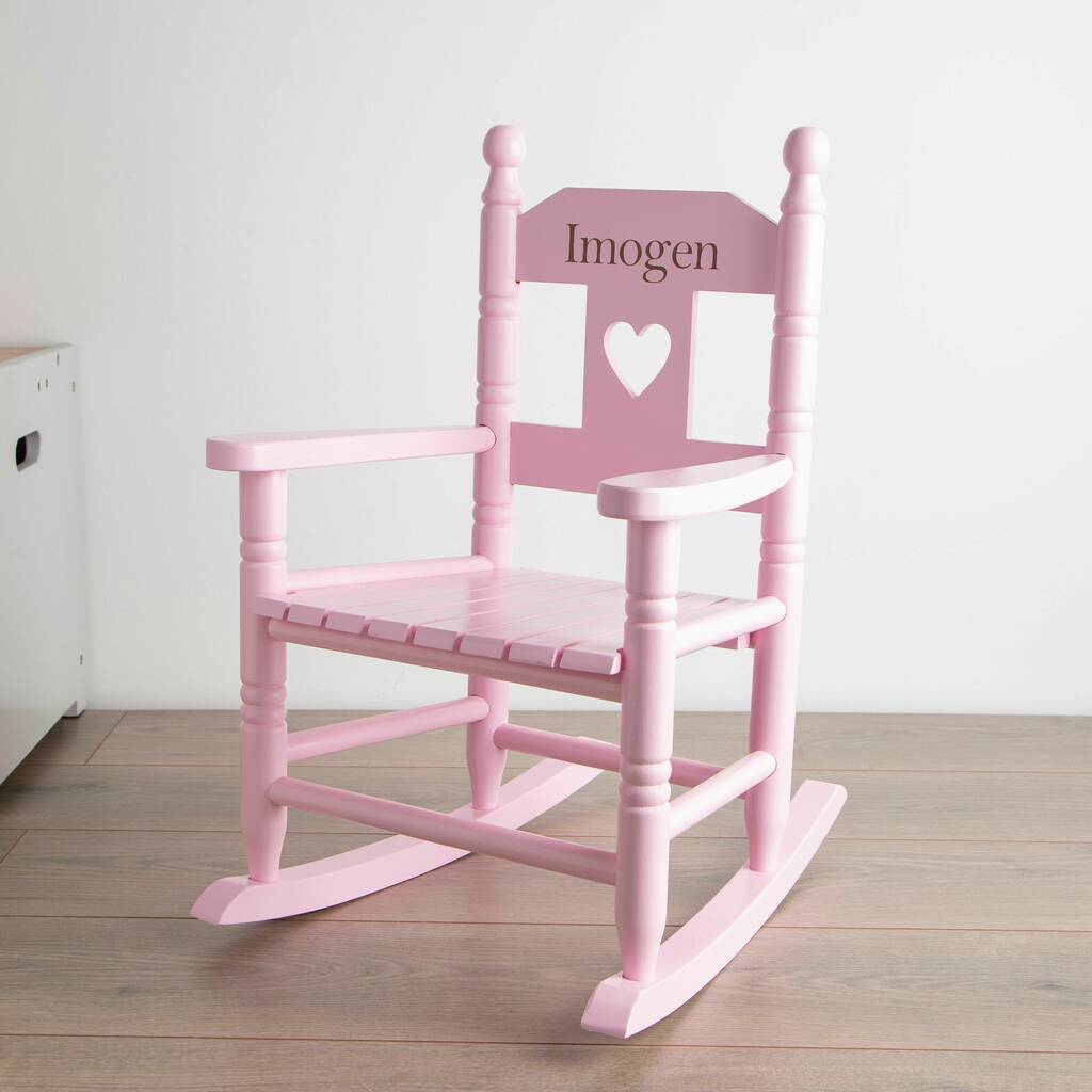 Personalised Pink Wooden Kids Rocking Chair By My 1st Years