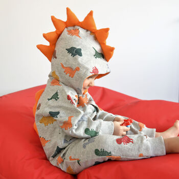 Personalised Dinosaur Print Baby Jumpsuit, 6 of 9