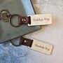 Personalised Daddy's Keys Leather And Wood Keyring, thumbnail 2 of 4