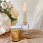 Set Of Two Gold Rim And Clear Glass Bottle Vases, thumbnail 6 of 7