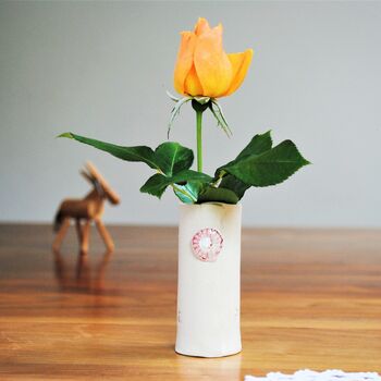 Personalised Ceramic Stem Vase With Pink Detail, 2 of 6