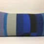 Combed Stripe Cushion Cobalt, Black + Aqua, thumbnail 5 of 5