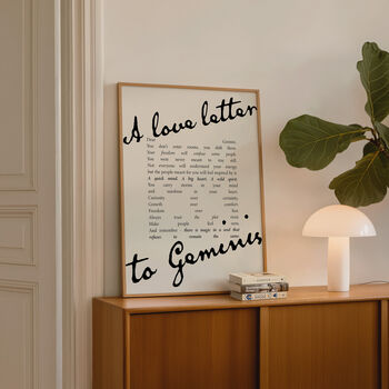 Gemini Zodiac Print | A Love Letter To Gemini | Astrology Wall Art | Star Sign Gift Poster, 5 of 8