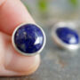 Round Lapis Lazuli Chain Cufflinks In Sterling Silver, thumbnail 4 of 4