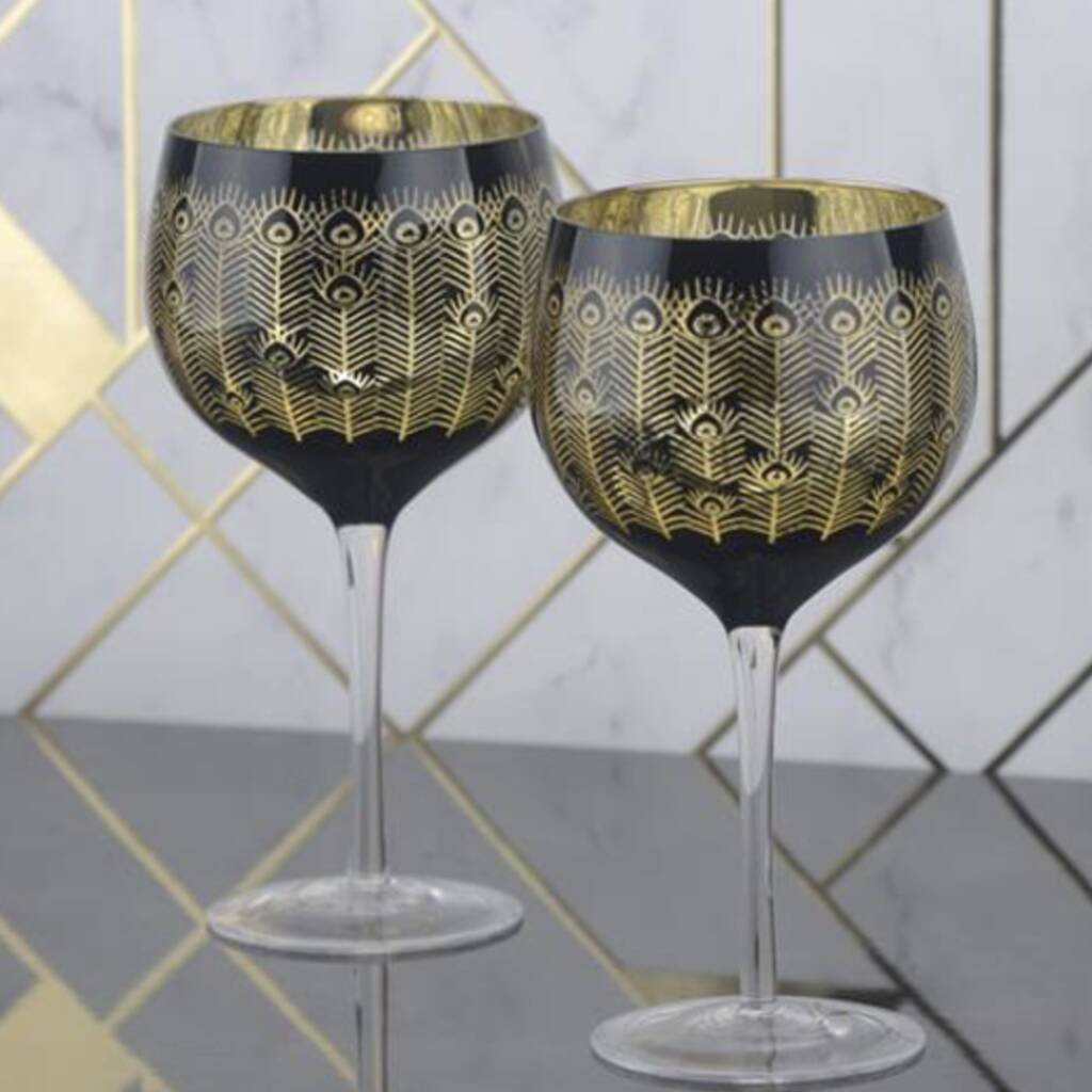 Electroplated Midnight Peacock Gin Glasses, 1 of 3