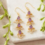 Amethyst Seed Pearl Gold Plated Silver Drop Earrings, thumbnail 3 of 11
