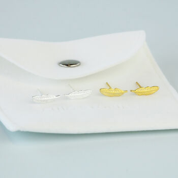 Sterling Silver Feather Stud Earrings, 4 of 5