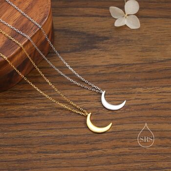 Sterling Silver Crescent Moon Pendant Necklace In Sterling Silver, 2 of 11