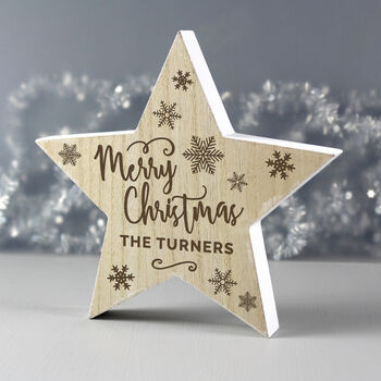 Personalised Merry Christmas Wooden Star Decoration, 3 of 4