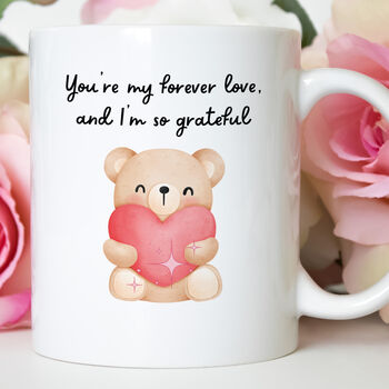 Forever Love Teddy Bear Mug Valentine Gift, 8 of 8
