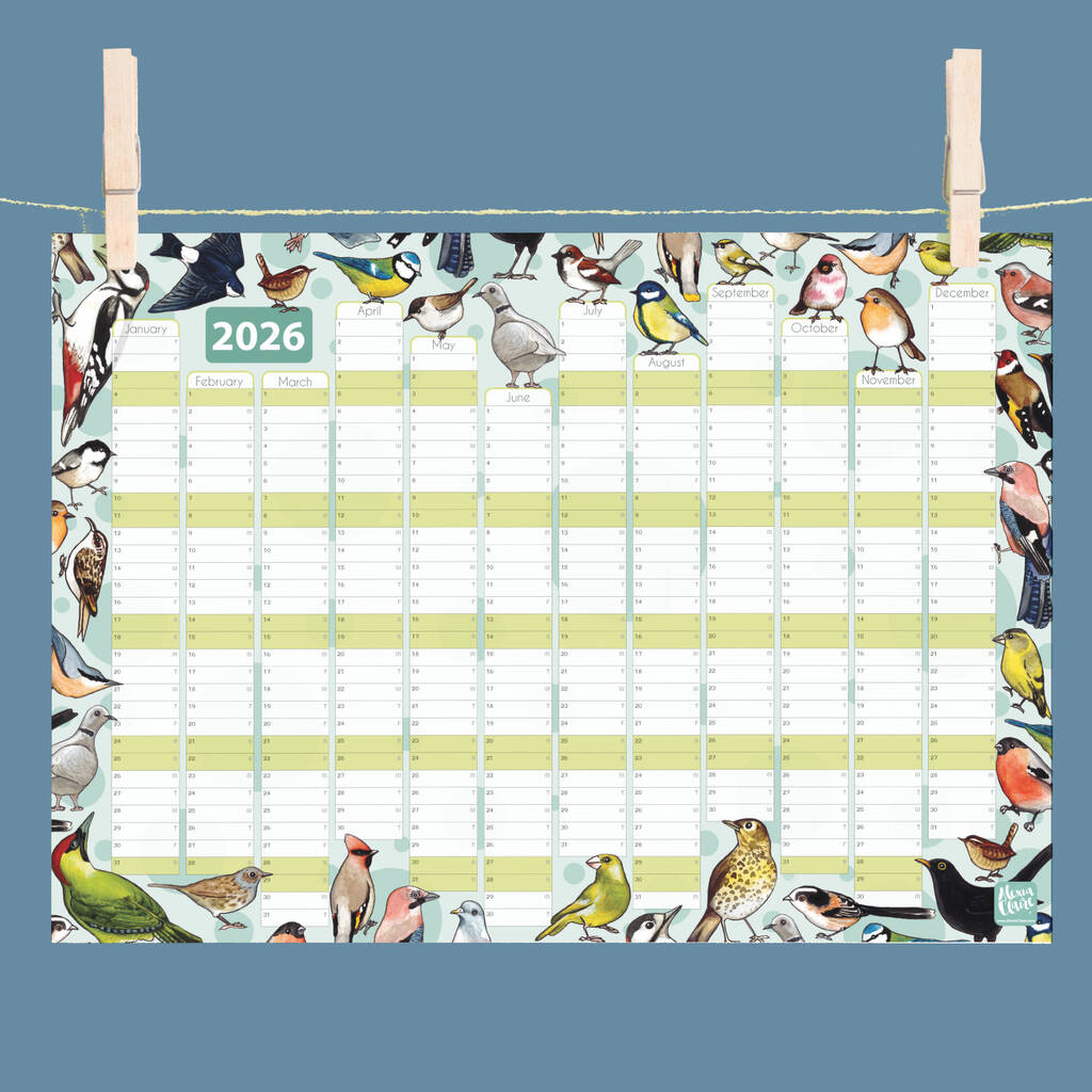 2026 Garden Birds Wall Calendar And Year Planner, 1 of 5
