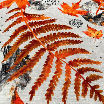 Cushion Cover With Abstract Orange Dry Leaves Pattern, 3 of 7