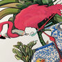 Flamingo Brushing Teeth, Funny Toilet Art, thumbnail 4 of 8
