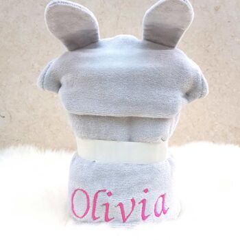 Personalised Sweet Pea Bunny Baby Towel Gift Set, 4 of 7
