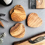 Set Of Four Italian Olive Wood Heart Coasters, thumbnail 2 of 7