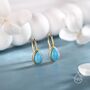 Sterling Silver Pear Cut Turquoise Stone Drop Hook Earrings, thumbnail 3 of 12