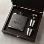 Personalised Vegan Leather Hip Flask Gift Set For Him, thumbnail 2 of 8