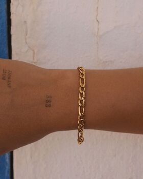 5mm Figaro Chain Bracelet 18 K Gold Plated Adjustable Gift, 2 of 5