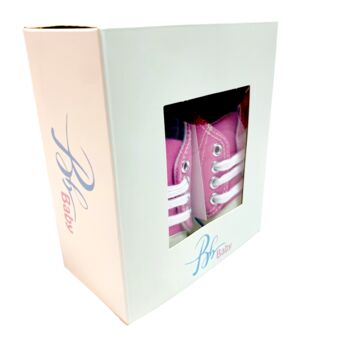 Cute Converse Style Baby 1st Shoes In A Gift Box Pink, Perfect Christmas Gift For Baby, 2 of 2