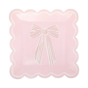 Large Pink Bows Party Plates X Eight, 3 of 4