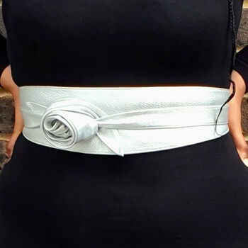 Orange Handmade Leather Sash Belt For Women One Size, 3 of 6