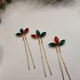 Christmas Red And Green Crystal Hair Pin Set Of Three, thumbnail 11 of 12