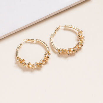 Gold Colour Crystal Encrusted Large Hoop Earrings, 3 of 3