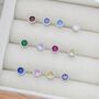 Sterling Silver Dotted Bezel Birthstone Stud Earrings, thumbnail 3 of 12