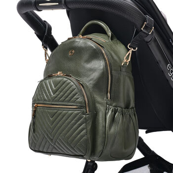 Joy Xl Olive Leather Backpack, 8 of 12