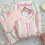 Christmas Pyjama Gift Set – Striped Pastel Pjs And Eye Mask – Ideal For Her And Teens, thumbnail 9 of 10