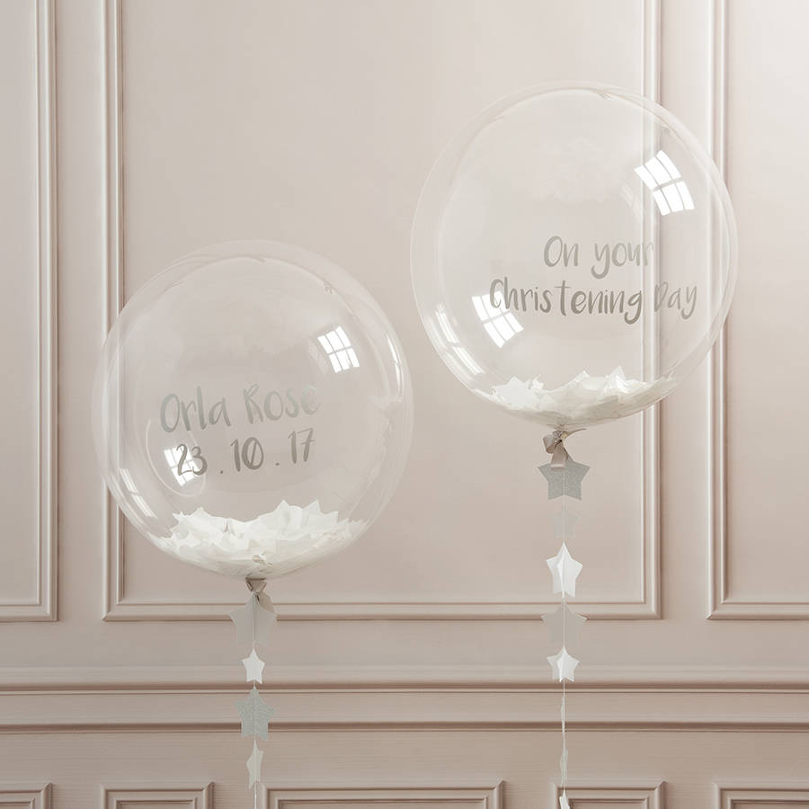 christening confetti balloon by bubblegum balloons
