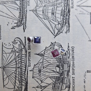 Tresor Two Stone Square Ear Studs, 3 of 5